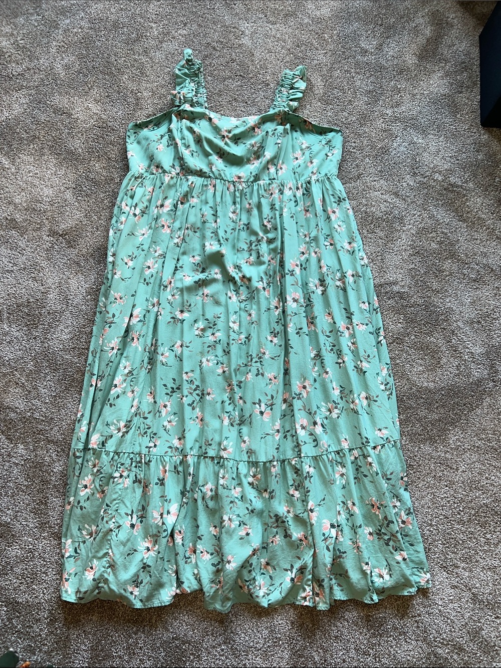 torrid Sage Green Floral Ruffle-Strap Maxi Dress